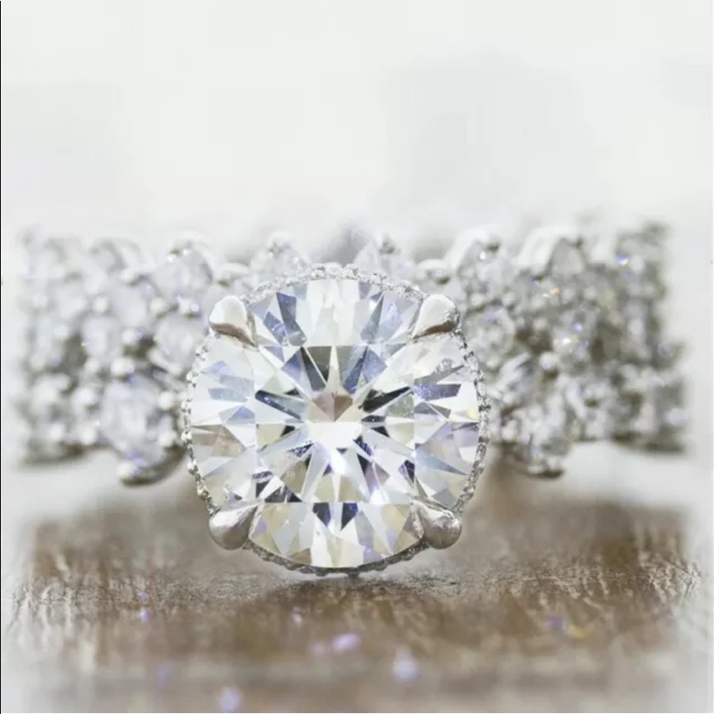 New 2pc Set 925 Silver Diamond Engagement Ring - Picture 4 of 4